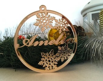 Personalised Baubles, Customised Gold mirror baubles, Name Tree Decorations Hanging Decoration, Custom ornament with name, Personalised gift