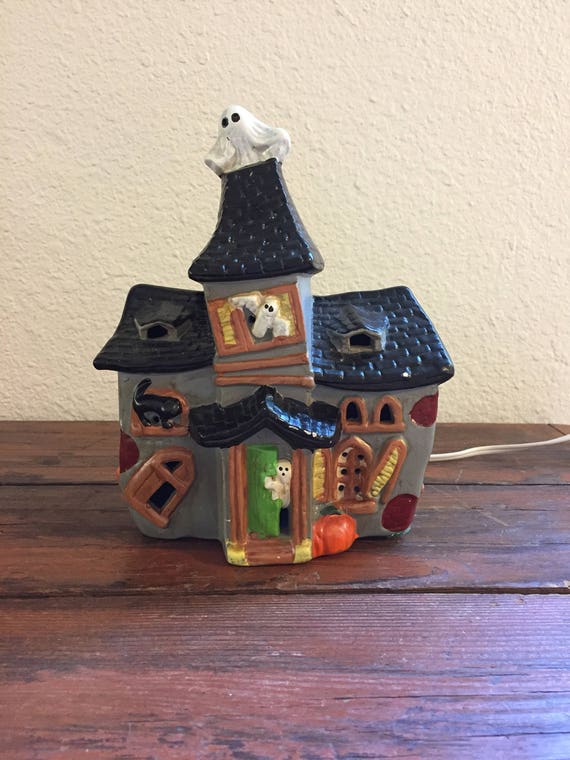 Large Haunted House / Ceramic Light Up Whimsical House with