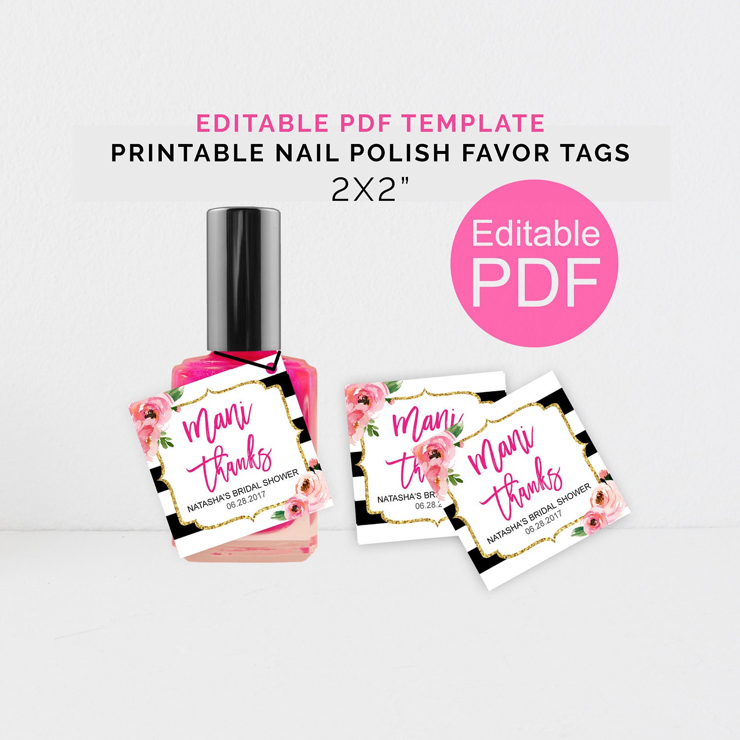 Personalized Mani Thanks Tags Printable Kate Shower Nail
