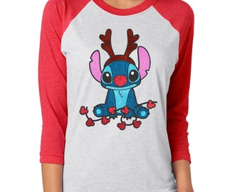 Stitch Christmas Shirt - Lilo and Stitch Shirt - Glitter Shirt