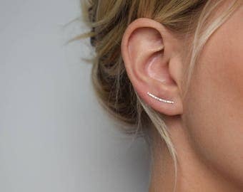 Ear Climber - Ear Crawler - Ear Cuff - Silver Ear Climber - Hammered Ear Climber - Hammered Earrings