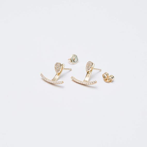 Gold ear jacket gold earrings dainty ear jacket ear