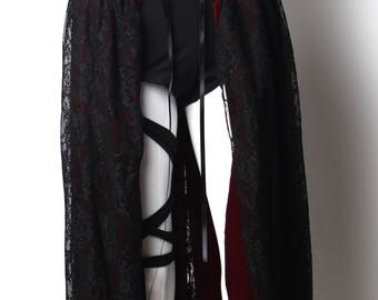 red velvet bustle, red velvet, lace bustle, gothic bustle skirt, renaissance skirt, medieval skirt, victorian bustle skirt, velvet skirt