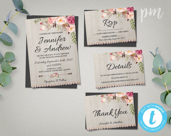 Boho Invitation Template 8