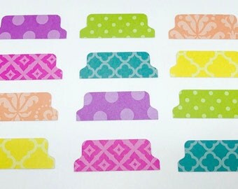 Bible Journaling Tabs, Planner Tabs, Travelers Notebook Tabs - Rainbow Set (12 Tabs)