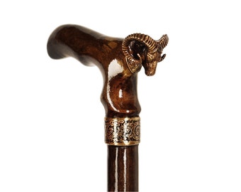 Sheep Walking stick, Sculpture, Walking stick , Walking cane , Cane , hiking stick , hand carved , wood walking stick , walking stick cane