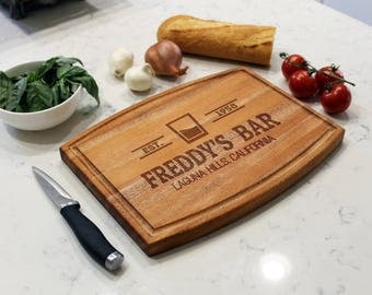 Personalized Cutting Board, Custom Cutting Board, Engraved Cutting Board, Monogrammed Board, Custom Wedding Gift --CBA-MAH-FREDDYSBARCLASSIC