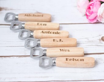 Bottle Opener Groomsmen Gift Personalized Wooden Bottle Opener Wedding Gift Favors Engraved Wood beer Opener Men Gift