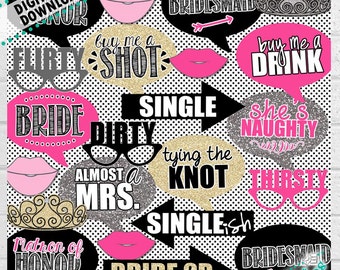 Bachelorette Photo Booth Props, Photo Booth Props, Bachelorette Party Props, Printable Bachelorette Party Decor, Bride Party Decor | DIGITAL