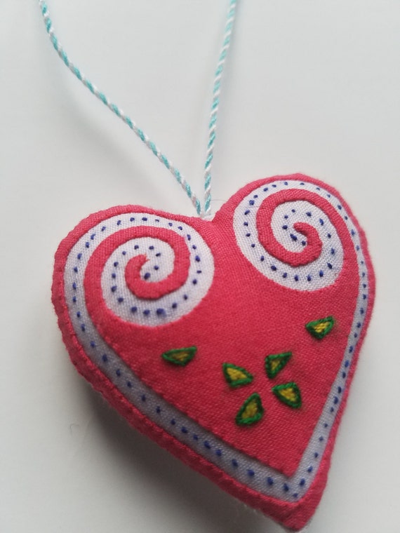 Hearts Hmong Paj Ntaub Ornament One-sided