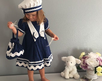 Girls Nautical dress , Girls Anchor Dress, Girls Dress, Girls Summer Dress, Toddler Dress, Girls 2T Dress, Girls Easter Dress, Pupolino.