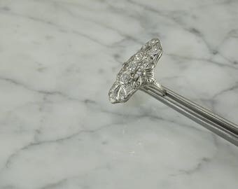 Antique Art Deco Platinum / Diamond Filigree Ring Size 5