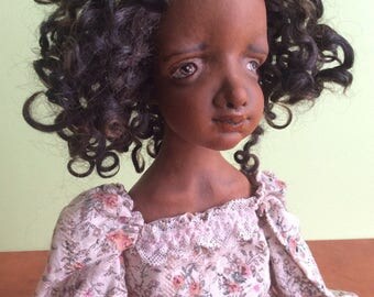 Black doll, Art doll, Ooak art doll, OOAK doll, Paperclay doll, Art clay doll