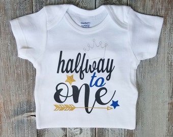 Half birthday, Onesie, Baby boy clothes, Baby boy, Baby, Baby boy onesie, Onesies, Baby clothes, Baby onesies, Boy onesie, Baby onesie, Cute