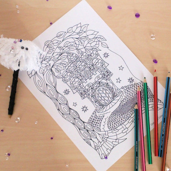 Items similar to Adult Fantasy - Castle Coloring Page - Candy House