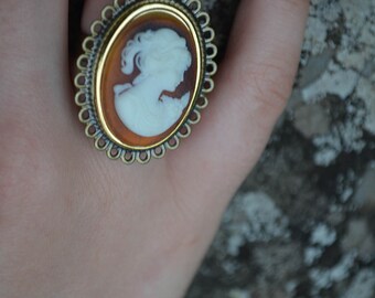 Cameo Ring | Artisan Jewelry | Adjustable Band | Handmade Bohemian Jewellery