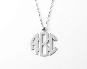 Mem Monogram Necklace, Block Monogram Necklace, Personalized Monogram Necklace, Unisex Monogram Necklace, unisex initials Necklace, men
