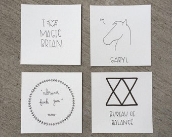 The Adventure Zone McElroy Brothers Podcast 4x4 Illustrations // McElroy Brothers 4 piece Drawings // Dungeons and Dragons Fan Art