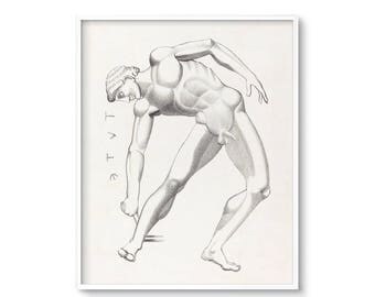 Lithograph Print, Male, Figure Drawing, Antique Lithograph, Neoclassical, Retro, Printable Art, Tydaeus, Greek Mythology, Art, Vintage
