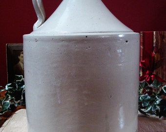 Vintage 2 Gallon Light Gray Stoneware Jug with Handle ca. 1920's
