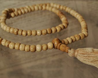 Mala for wrist in bone white 108 beads