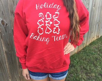 Holiday Baking Team Funny Christmas Sweater Unisex Holiday Sweater Ugly Xmas Sweater
