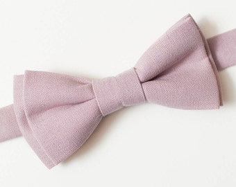 Dusty Rose bow tie Groom bow tie Wedding bow tie For him Linen bow tie Wedding necktie Mens gift Boyfriend gift Ring Bearer Necktie