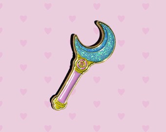 Moon Stick Enamel Pin Sailor Moon Crystal// Lapel Pin // Glitter enamel