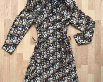 Vintage 90s Floral Lace Up Dress Babydoll Grunge / Size S/M