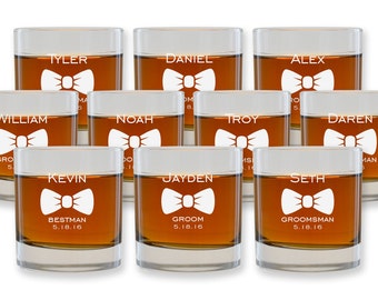Personalized Cocktail Glasses - Groomsmen Whiskey Glass - Engraved Scotch Glasses - Groomsmen Gift Ideas - Wedding Favor - Set of 10 - GW933
