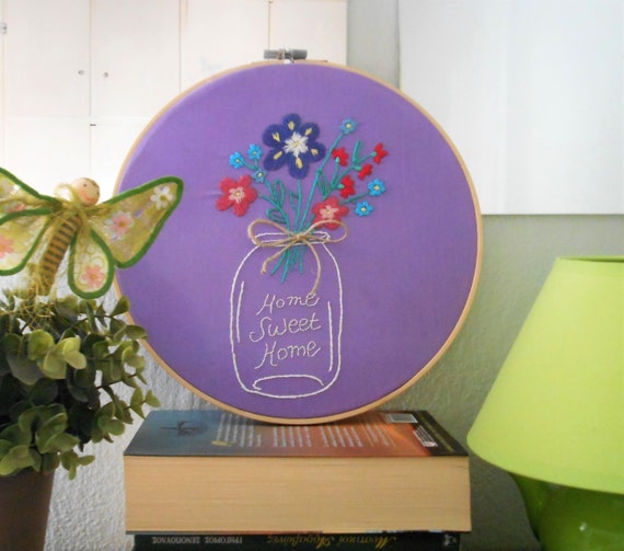 embroidery hoop art modern embroidery wall decor by CottonCraftArt