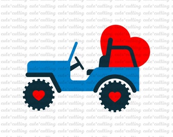 Valentine's day svg, Valentines day svg, Valentine svg, truck svg, jeep svg, heart svg dxf jpeg cutting files for Silhouette Cameo, Cricut