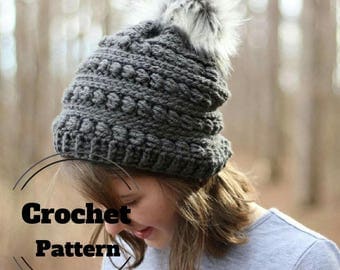 CROCHET PATTERN // Crochet beanie pattern // Crochet hat pattern // Crochet Pom Pom hat // The Anwen Beanie