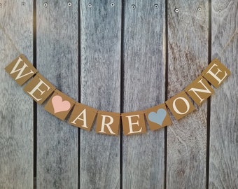 WE ARE ONE banner, twins first birthday banner, twins birthday photo prop, twins birthday ideas, happy birthday sign, first birthday sign