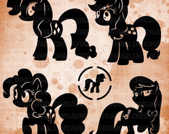 My Little Pony Silhouettes svg file, My Little Pony Clip art, My Little Pony svg, INSTANT DOWNLOAD - svg, png, dxf, eps, jpg
