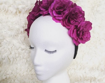 Purple Roses Headband, Coachella, Roses Flower Crown, Small Roses/Flowers, Lana Del Rey, Frida Kahlo Inspired