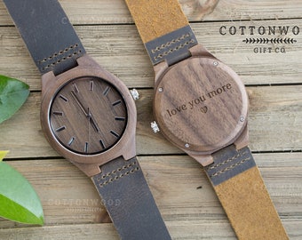 Men Wooden Watch, Wooden Watch For Men, Wooden Watch Leather, Groomsman Watches, Graduation Watch, Mens Watch Engraved, Mens Wood Gift Watch