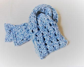 Hand knit scarf, Winter scarf, Wooly scarf, chunky scarf, neck warmer, Gift for mom, gift for women,Blue scarf, Hand knitted item