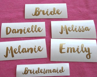 Custom name decal, Glass, DIY Decal, Personalized, Custom Yeti Decal, Bridesmaid Gift, Gold Name Decal, Wedding Sticker, Bachelorette party