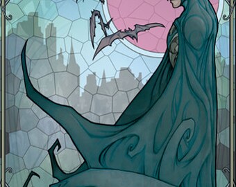 Batman (tableau unique style vitrail Art-Nouveau)
