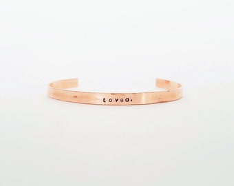 Personalized Copper Bracelet // Custom Copper Cuff + Friendship Bracelet + Mantra + Hand Stamped + Engraved + Feminist + Coordinates