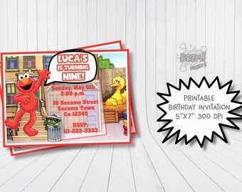 Elmo invitation, Sesame Street invitation, Elmo birthday invitation, Sesame Street birthday invitation, Printable birthday invitation