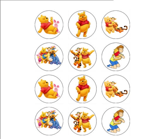 Edible Winnie The Pooh Cupcake Toppers 12 Edible Icing Image