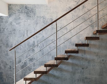 Blue Steel Concrete Wallpaper with Brick Effect, Home and Office Wall Decor, Natural Interiors