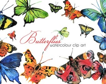 Watercolour Butterflies Clip Art