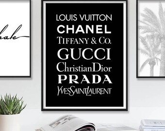 Louis Vuitton Print Chanel Poster Fashion Wall Art Tiffany Prada Art Gucci YSL Printable Wall Art Fashion Wall Decor Large Black Wall Art