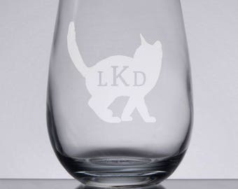Cat wine glass | Etsy
