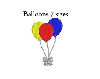 Balloons Embroidery Design - 7 sizes instant download Birthday Balloons Embroidery Design