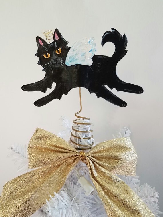CAT TREE TOPPER Black Cat Mini Tree Topper Black Cat Angel