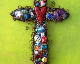 Personalized First Holy Communion Gift Cross - First Holy Communion Gift for Girl - First Communion Gift - Artsy Wall Cross - Beaded Cross